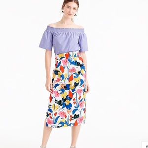 Pintucked midi skirt in morning floral